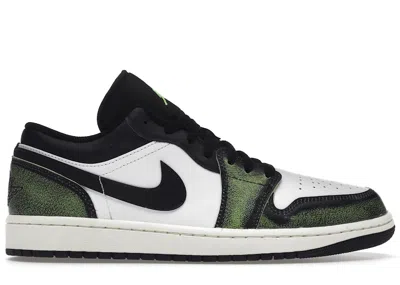 Pre-owned Jordan Men's  1 Low Wear Away Sneakers In Black/electric Green In Multi