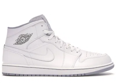Pre-owned Jordan Men's  1 Mid (2016) Sneakers In White/wolf Grey In Gray