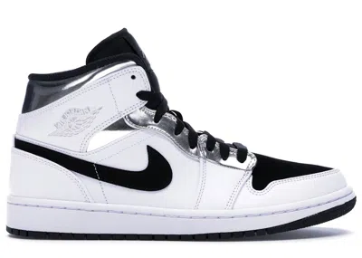 Pre-owned Jordan Men's  1 Mid Alternate Think 16 Sneakers In White/metallic Silver/black In Multi