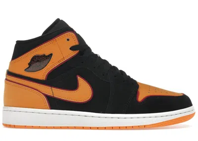 Pre-owned Jordan Men's  1 Mid Fat Tongue Sneakers In Black/orange In Multi