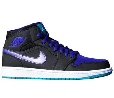 Pre-owned Jordan Men's  1 Mid Grape Sneakers In Black/grape Ice/emerald