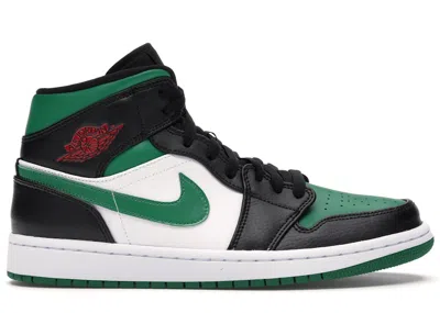Pre-owned Jordan Men's  1 Mid Green Toe Sneakers In Black/gym Red/white