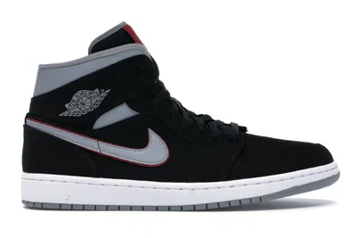 Pre-owned Jordan Men's  1 Mid Gym Red Sneakers In Black/particle Grey/white In Multi