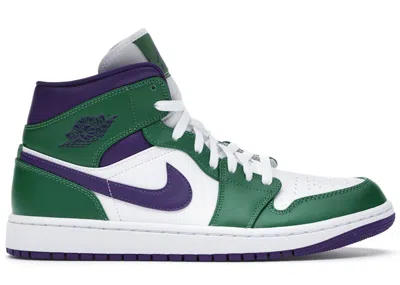 Pre-owned Jordan Men's  1 Mid Incredible Hulk Sneakers In Aloe Verde/court Purple/white In Multi