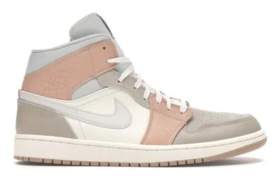 Pre-owned Jordan Men's  1 Mid Milan Sneakers In Sail/light Bone/string