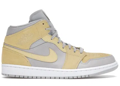 Pre-owned Jordan Men's  1 Mid Mixed Textures Sneakers In Grey/yellow