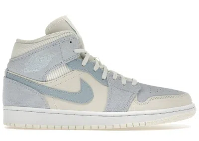 Pre-owned Jordan Men's  1 Mid Mixed Textures Sneakers In Sail/blue