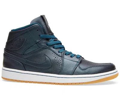 Pre-owned Jordan Men's  1 Mid Nouveau Sneakers In Space Blue/white/gum Light Brown In Multi