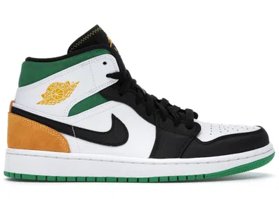 Pre-owned Jordan Men's  1 Mid Oakland Sneakers In White/black/lucky Green