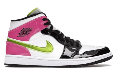 Pre-owned Jordan Men's  1 Mid Pink Sneakers In White/black/cyber