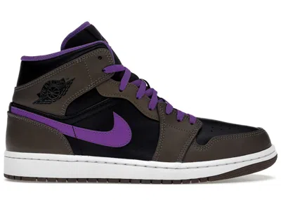 Pre-owned Jordan Men's  1 Mid Purple Mocha Sneakers In Palomino/wild Berry/black In Multi