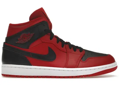 Pre-owned Jordan Men's  1 Mid Reverse Bred (2021) Sneakers In Gym Red/black/white In Multi