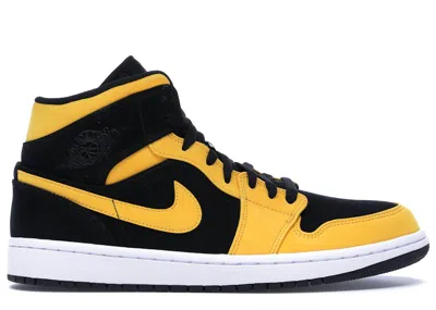 Pre-owned Jordan Men's  1 Mid Reverse New Love Sneakers In Black/university Gold/white
