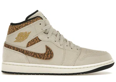 Pre-owned Jordan Men's  1 Mid Se Brown Elephant Sneakers In Light Orewood Brown/white/light British Tan In Multi