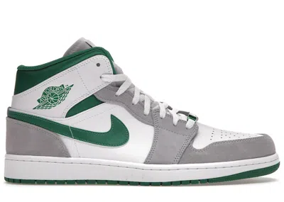 Pre-owned Jordan Men's  1 Mid Se Grey Green Sneakers In White/neutral Grey/lucky Green In Multi