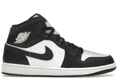 Pre-owned Jordan Men's  1 Mid Se Panda Elephant Sneakers In Off/noir/white In Multi