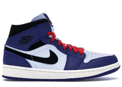 Pre-owned Jordan Men's  1 Mid Sneakers In Deep Royal Blue/black/white In Multi