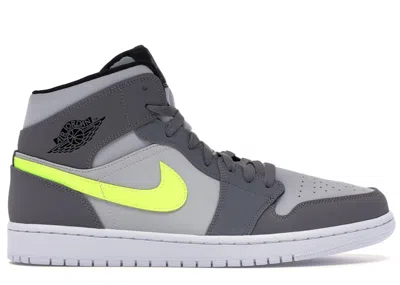 Pre-owned Jordan Men's  1 Mid Sneakers In Gunsmoke/volt/neutral Grey In Multi