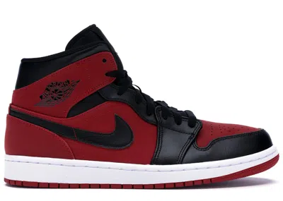 Pre-owned Jordan Men's  1 Mid Sneakers In Gym Red/black/white
