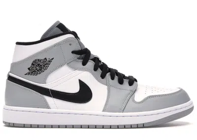 Pre-owned Jordan Men's  1 Mid Sneakers In Light Smoke Grey/black/white