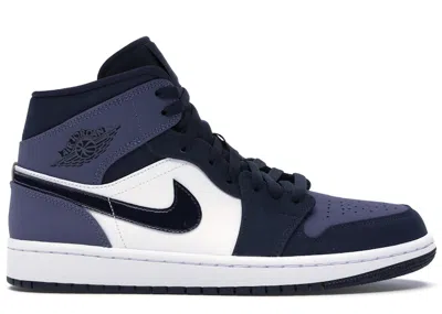 Pre-owned Jordan Men's  1 Mid Sneakers In Obsidian/sanded Purple/white