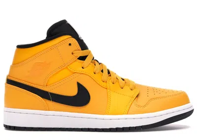 Pre-owned Jordan Men's  1 Mid Sneakers In University Gold/black/white