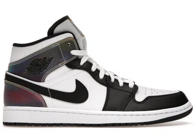 Pre-owned Jordan Men's  1 Mid Sneakers In White/black/heat Reactive