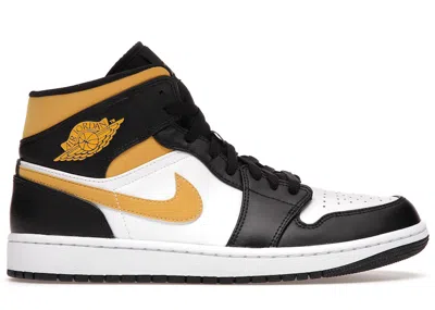 Pre-owned Jordan Men's  1 Mid Sneakers In White/black/pollen