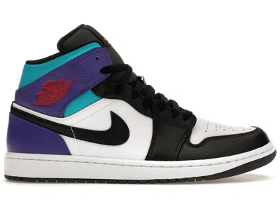 Pre-owned Jordan Men's  1 Mid Sneakers In White/court Purple/tropical Twist In Multi