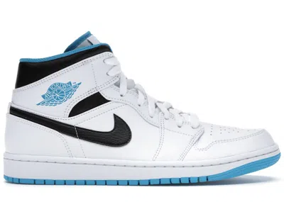 Pre-owned Jordan Men's  1 Mid Sneakers In White/laser Blue/black In Multi