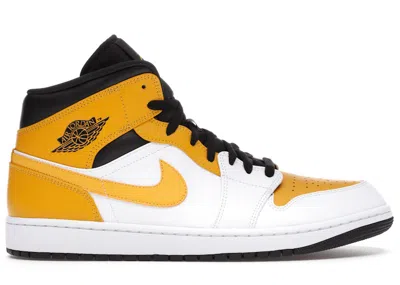 Pre-owned Jordan Men's  1 Mid Sneakers In White/university Gold/black