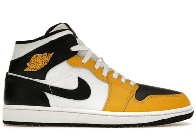 Pre-owned Jordan Men's  1 Mid Sneakers In Yellow Ochre/black/white