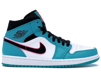 Pre-owned Jordan Men's  1 Mid South Beach Sneakers In Turbo Green/black/hyper Pink In Multi