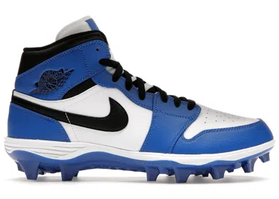 Pre-owned Jordan Men's  1 Mid Td Cleat Game Sneakers In Black/white/royal