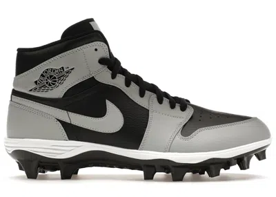 Pre-owned Jordan Men's  1 Mid Td Cleat Shadow 2.0 Sneakers In Black/light Smoke Grey/white In Multi