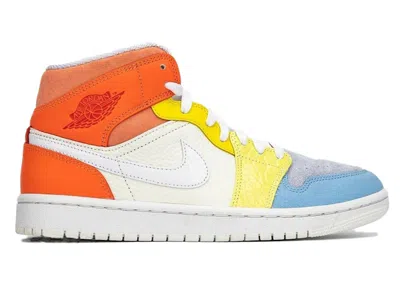 Pre-owned Jordan Men's  1 Mid To My First Coach Sneakers In Sail/white/light Zitron In Multi