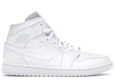 Pre-owned Jordan Men's  1 Mid Triple (2018) Sneakers In White/pure Platinum