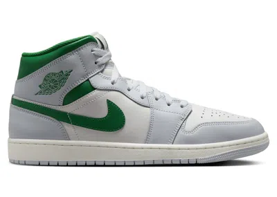 Pre-owned Jordan Men's  1 Mid White Pine Green Sneakers In Summit White/pure Platinum/sail In Multi