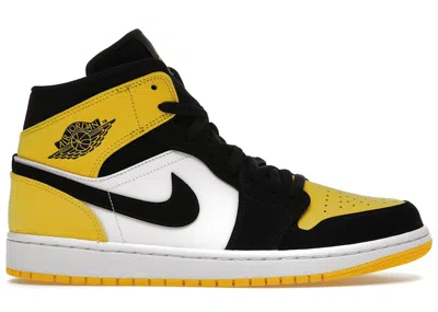 Pre-owned Jordan Men's  1 Mid Yellow Toe Sneakers In Black/varsity Maize/white