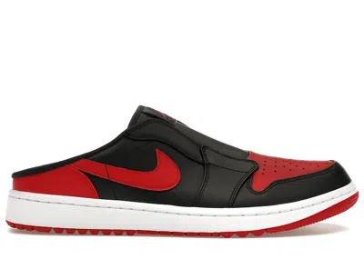 Pre-owned Jordan Men's  1 Mule Golf Bred Sneakers In Black/white/varsity Red In Multi