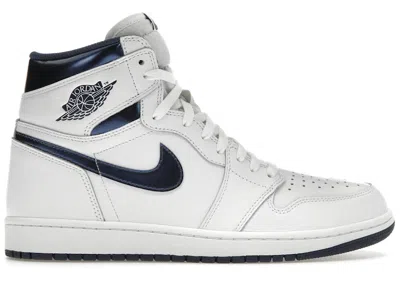 Pre-owned Jordan Men's  1 Retro (2016) Sneakers In White/metallic Navy Blue In Multi