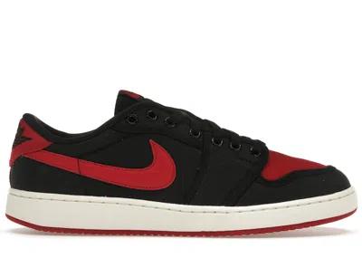 Pre-owned Jordan Men's  1 Retro Ajko Low Bred Sneakers In Black/varsity Red/white