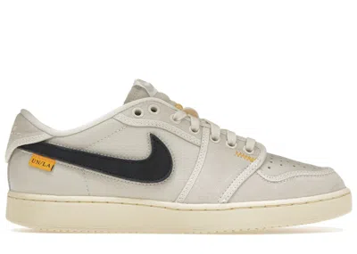 Pre-owned Jordan Men's  1 Retro Ajko Low Sp Union Leather Sneakers In Sail/muslin/neutral Grey