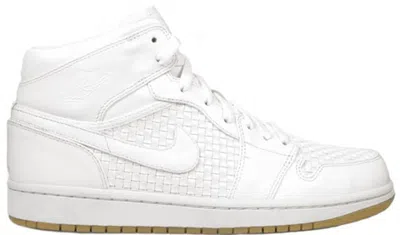 Pre-owned Jordan Men's  1 Retro Easter Basket Weave Sneakers In White/metallic Platinum