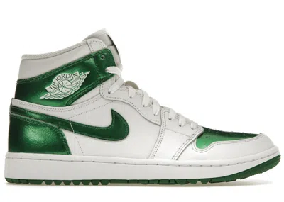 Pre-owned Jordan Men's  1 Retro High Golf Metallic Green Sneakers In White/pine Green In Multi