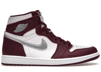 Pre-owned Jordan Men's  1 Retro High Og Sneakers In Bordeaux/white/metallic Silver In Multi