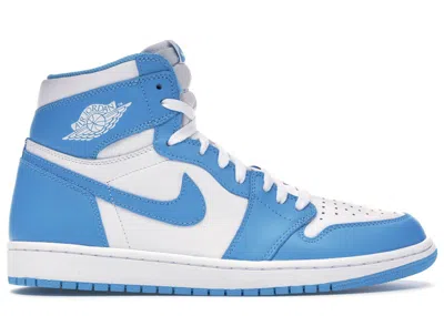 Pre-owned Jordan Men's  1 Retro High Og Unc Sneakers In White/dark Powder Blue