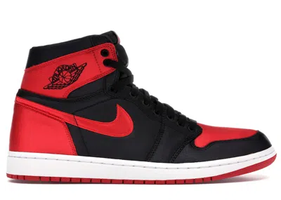 Pre-owned Jordan Men's  1 Retro High Satin Banned (numbered) Sneakers In Black/university Red/white