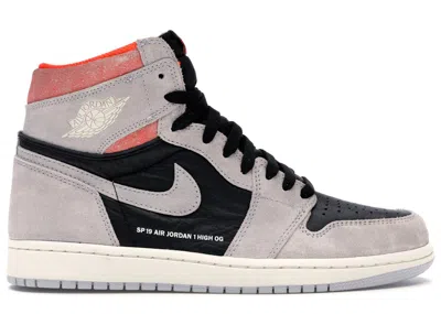 Pre-owned Jordan Men's  1 Retro High Sneakers In Neutral Grey/black/hyper Crimson In Multi