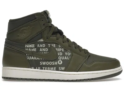 Pre-owned Jordan Men's  1 Retro High Sneakers In Olive Canvas/sail